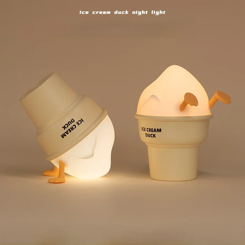 Cute Christmas Gift Baby Night Light Duck Night Lamp Ice Cream Nightlight Dimmable Eye Protection Bedroom Light Usb Charging Led