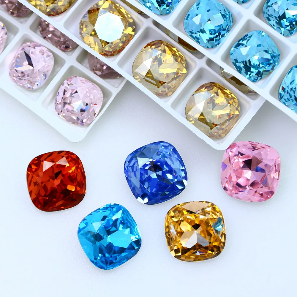 

20PCS/Pack 8MM Sharp Bottom Fat Side Nail Art Rhinestones Square Glitter K9 Crystal Stone Gem Strass Nail Decoration Accessories