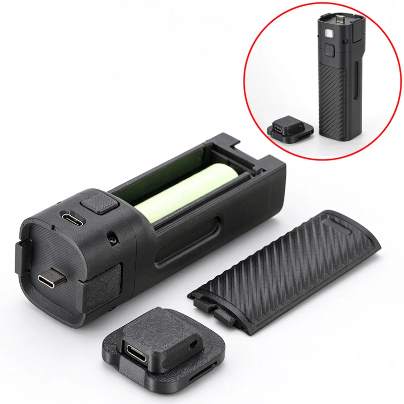 1PCS Swappable Battery Extended Grip Regular/3-prong Mount Lid with Type-C Adapter Compatible with Insta360 Luna Ultra Camera