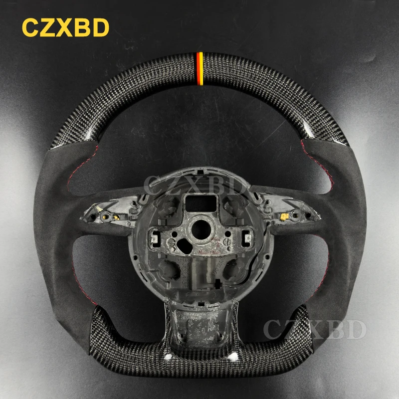

For Audi RS7 A7 A6 B8.5 2013 2014 2015 Glossy Real Carbon Fiber Steering Wheel High Quality Alcantara Customized