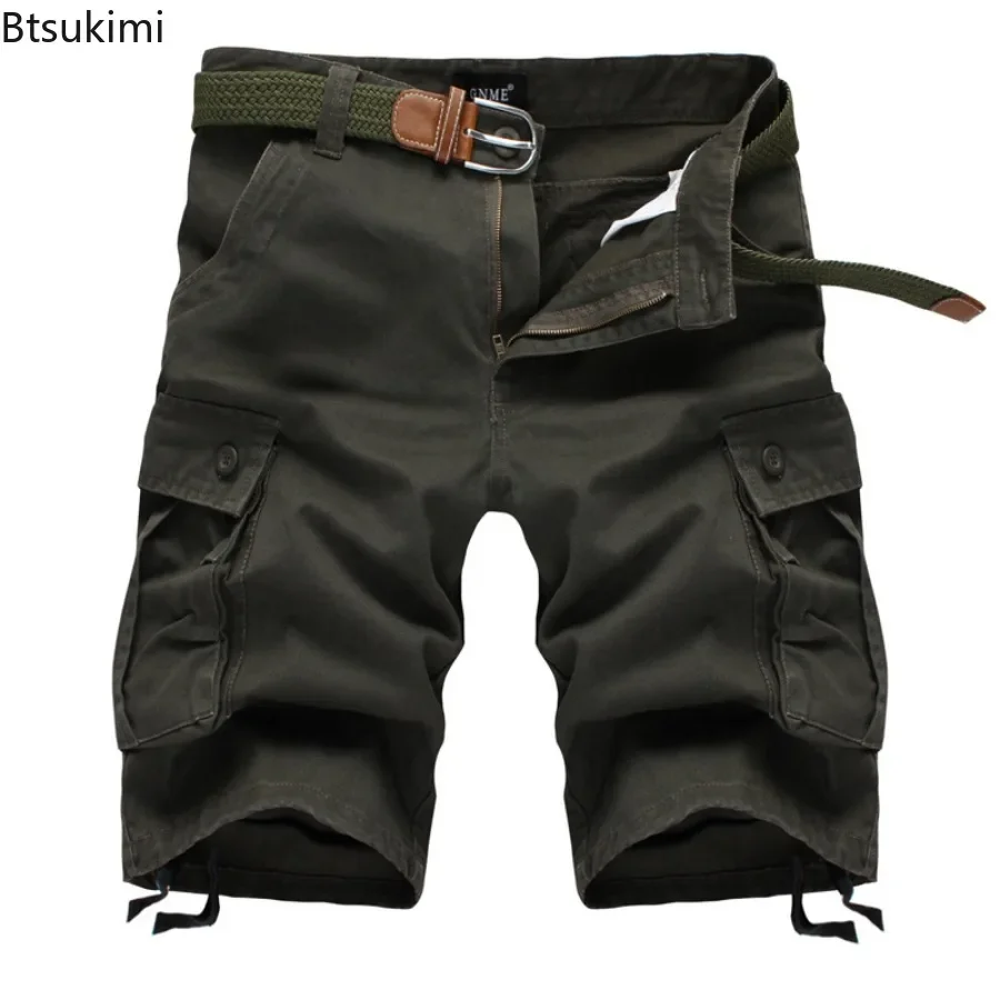 2025 Men's Military Tactical Cargo Shorts Multi-pockets Casual Loose Cotton Short Straight Pants Men Outdoor Sweatpant Oversized