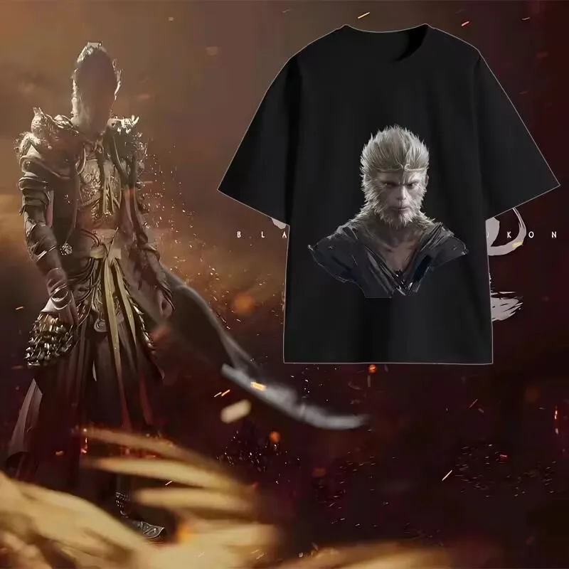 

Black Myth Wukong Game Round Neck Short Sleeved T-shirt Casual Summer Plus Size Youth Short Sleeved Unisex Top T-shirt