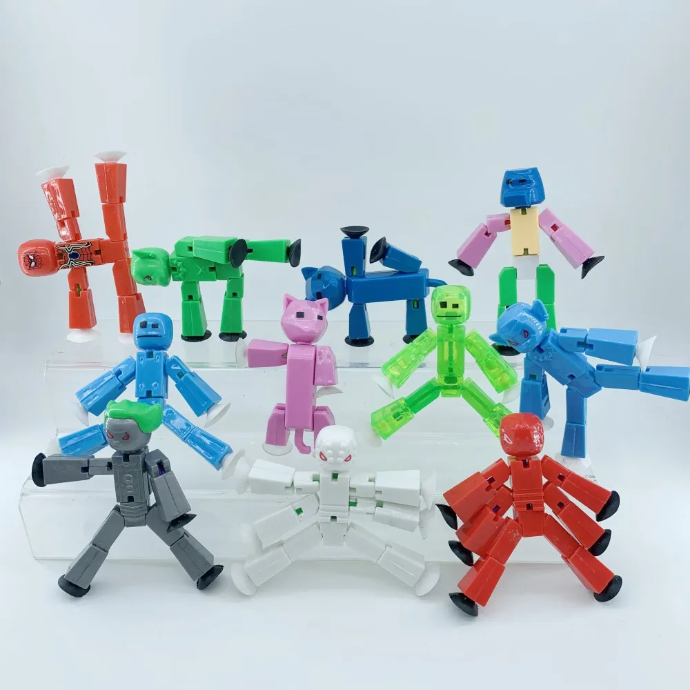 8pcs Stikbot Sucker Joint Puppet Action Figure Toys Animation Filming Tripod Green Screen Toy Random Send