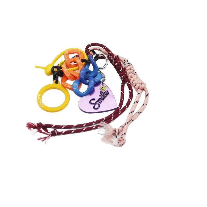New Fashion Trend Cool Niche Style Love Chain Bag Pendant Accessories Colored Nylon Woven Rope Car Keychain Bag Accessories