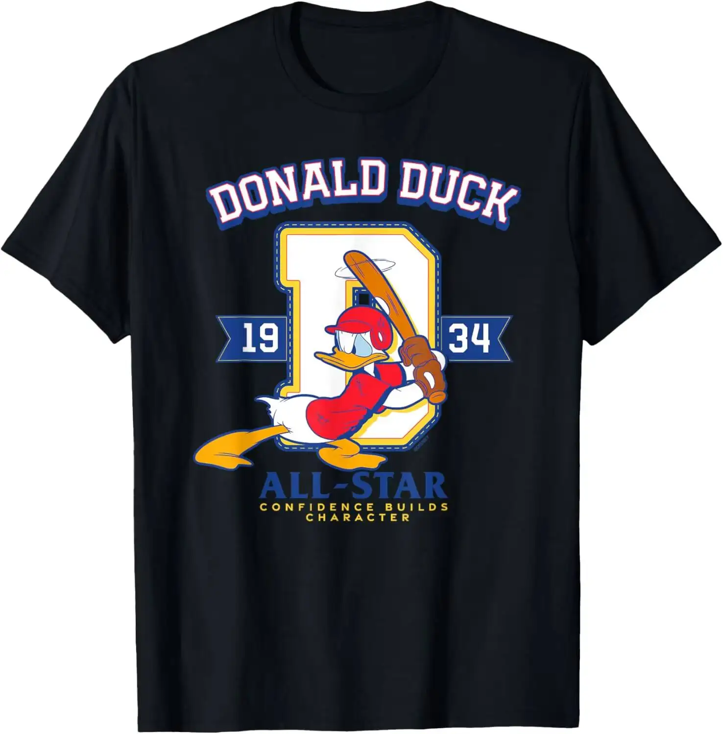 Donald Duck Baseball 1934 All-Star Confidence T-Shirt Summer Short-Sleeved Breathable Sweat-Wicking Versatile Fashion 100%