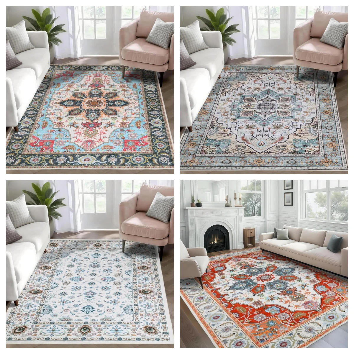 

Persian Style Living Room Carpet Foldable Machine Washable Sofa Coffee Table Floor Mat Bedroom Home Decoration Rug Ковер Tapis