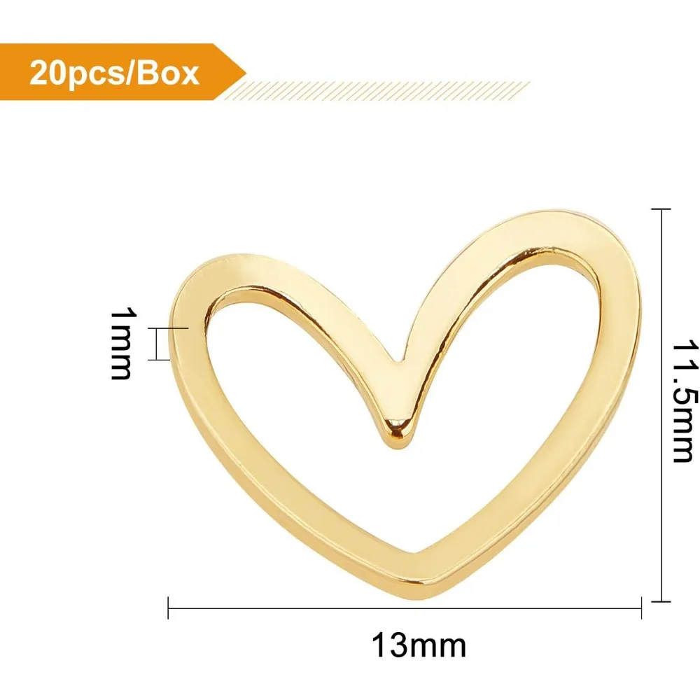 20pcs Real 18K Gold Plated Linking Rings Brass Heart Jewelry Connectors Open Bezels for Bracelets Necklace DIY Making Wedding