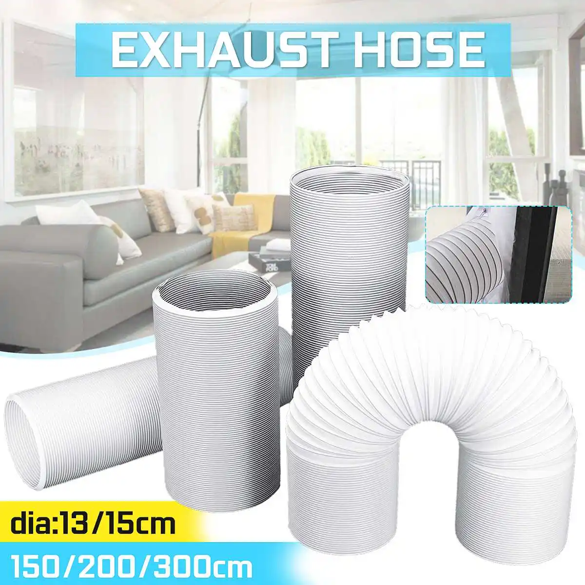 Diameter 13cm/15cm Portable Exhaust Hose Air Conditioner Parts Tube Free Extension Flexible DIY Home for Air Conditioner Tools