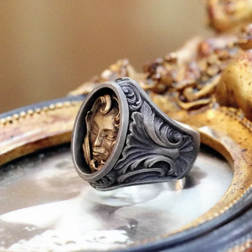 Vintage Fashion Trend Punk Style Design Gothic k Wizard Ring Men's Hip Hop Personality Trend Jewelry HalloweenGiftAccessories