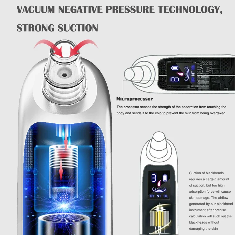 Removedor de cravo elétrico cabeça preta acne espinha remoção máquina rosto poros aspirador limpeza profunda beleza cuidados com a pele ferramentas