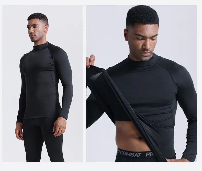 Men's Turtleneck Compression Shirt Breathable Base Layer for Skiing, Hiking Outdoor Training,Thermal Performance Fit