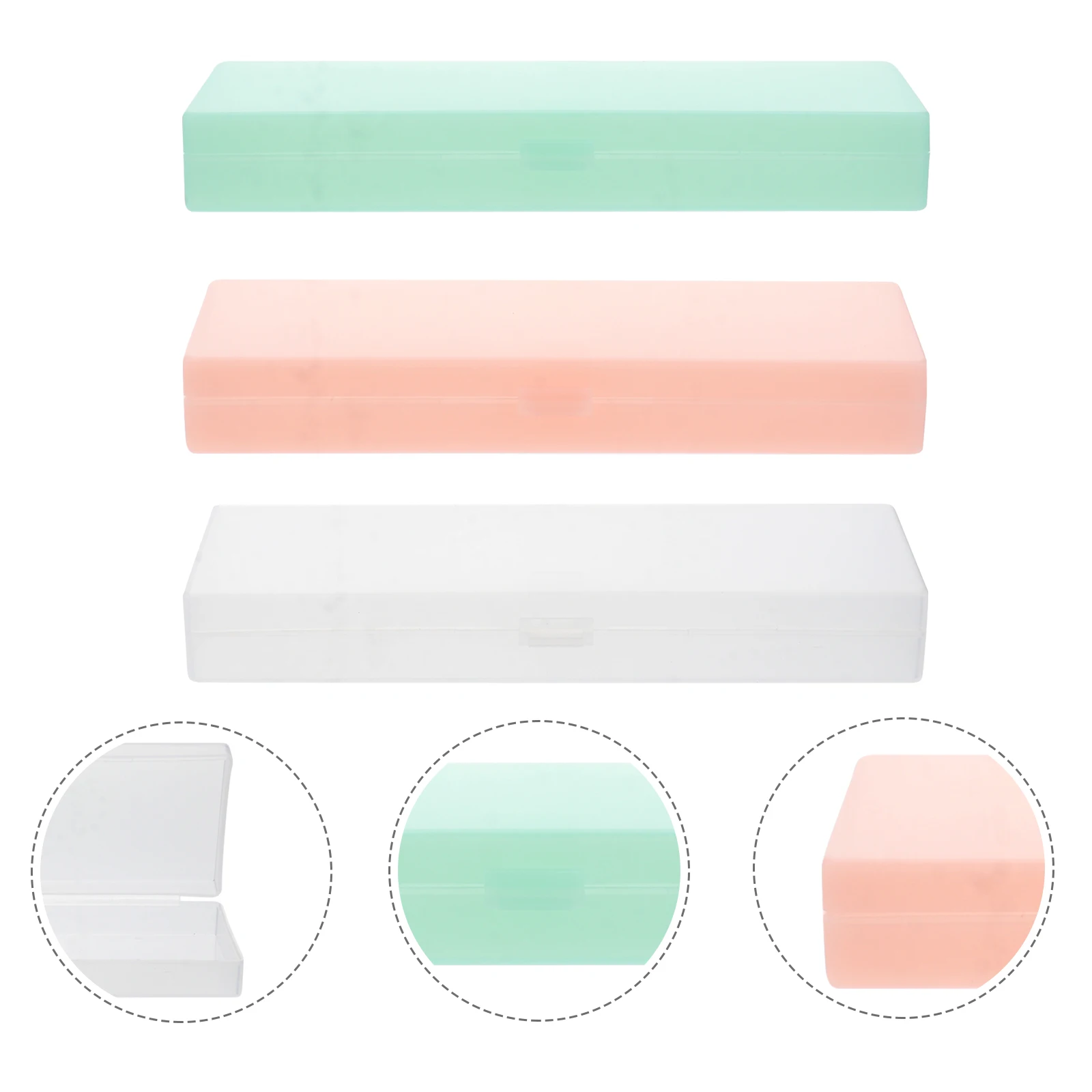 

3Pcs Durable Plastic Pencil Holder Box Clear Design for Easy Identification of School Office Supplies Pencil Case