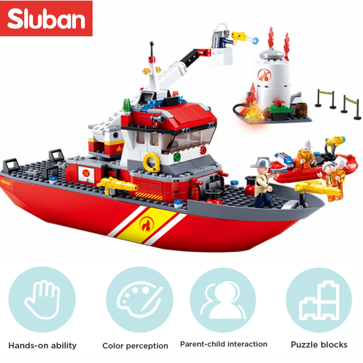 Sluban Building Block Toys City Fire Fighter 429PCS Bricks B0630 Pioneer Fireboat Compatbile With Leading Brands