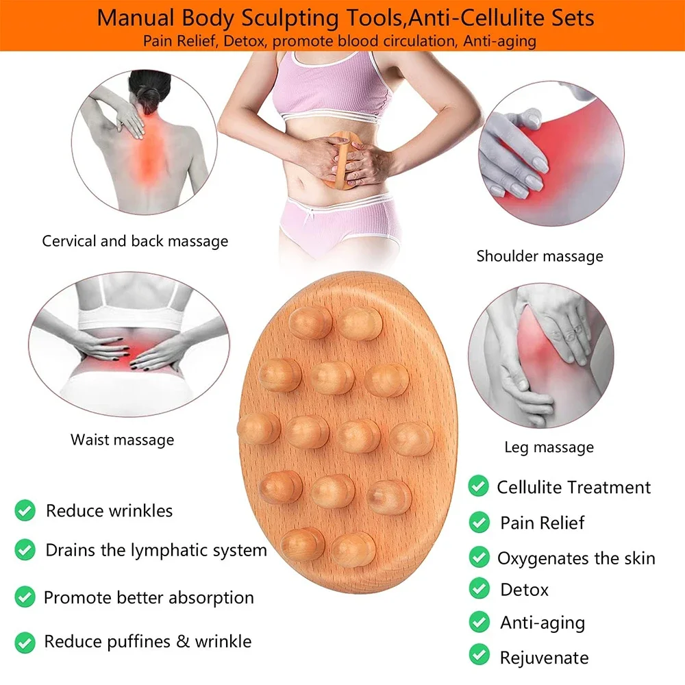 Деревянная Массажная щетка инструменты для лечения дерева гуаша Массажер для лимфатического дренажа для скульптурирования тела, расслабления массажа мышц
