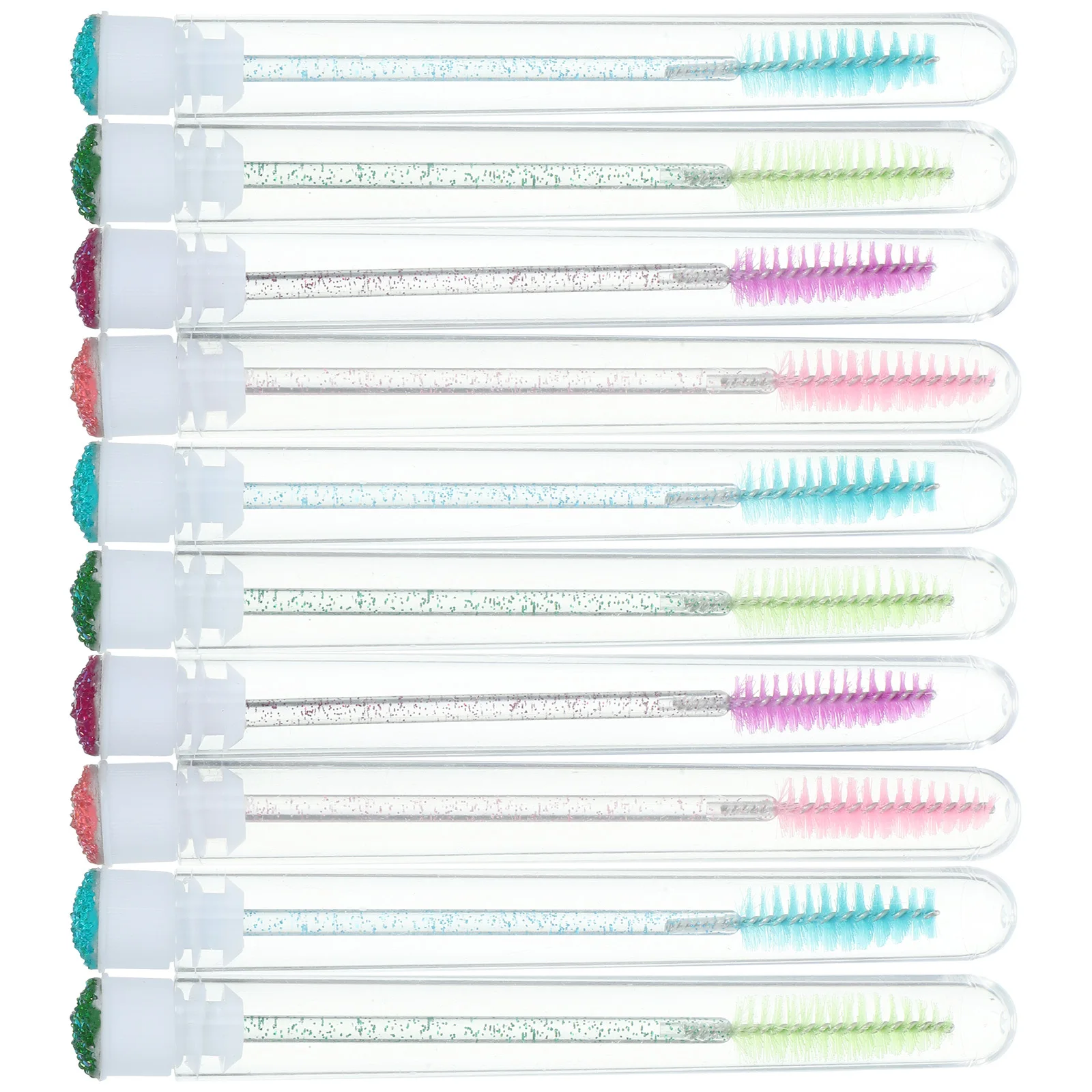 10Pcs Crystal Rod Mascara Brush Set Portable Eyelash Tubes Lash Brow Comb Screw Head Easy Store Travel Makeup Instrument