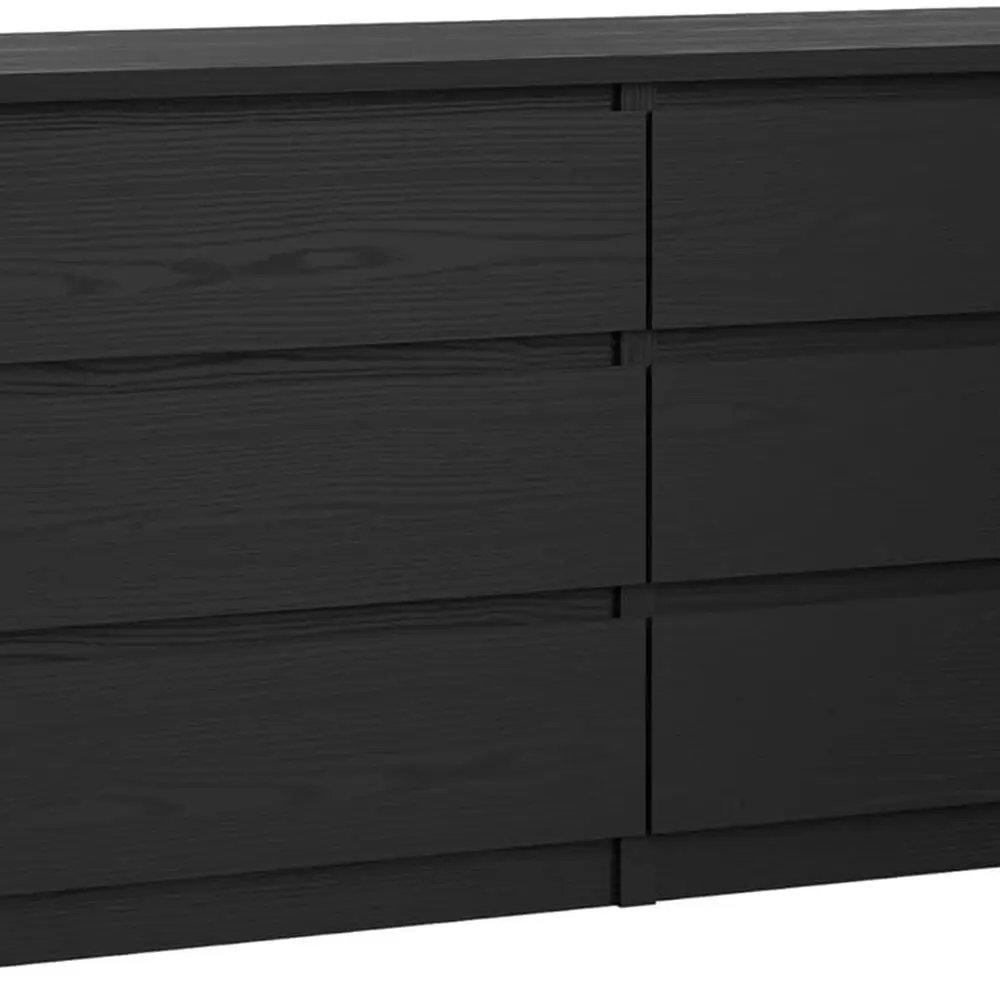 6서랍 더블 캐비닛, 어두운 나무 질감