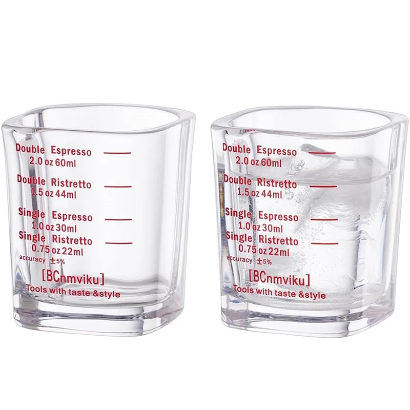 LMETJMA 60 ml Schnapsgläser Messbecher Espresso Schnapsglas Flüssigkeit Schweres Glas Weinglas Quadratischer Becher für Barista 2 Unzen JT528