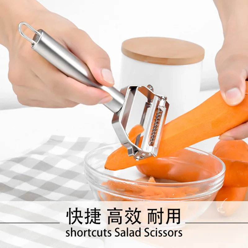 Stainless steel double head multi-functional grater 2-in-1 Grater Kitchen Cucumber silk radish scrub loofah grater