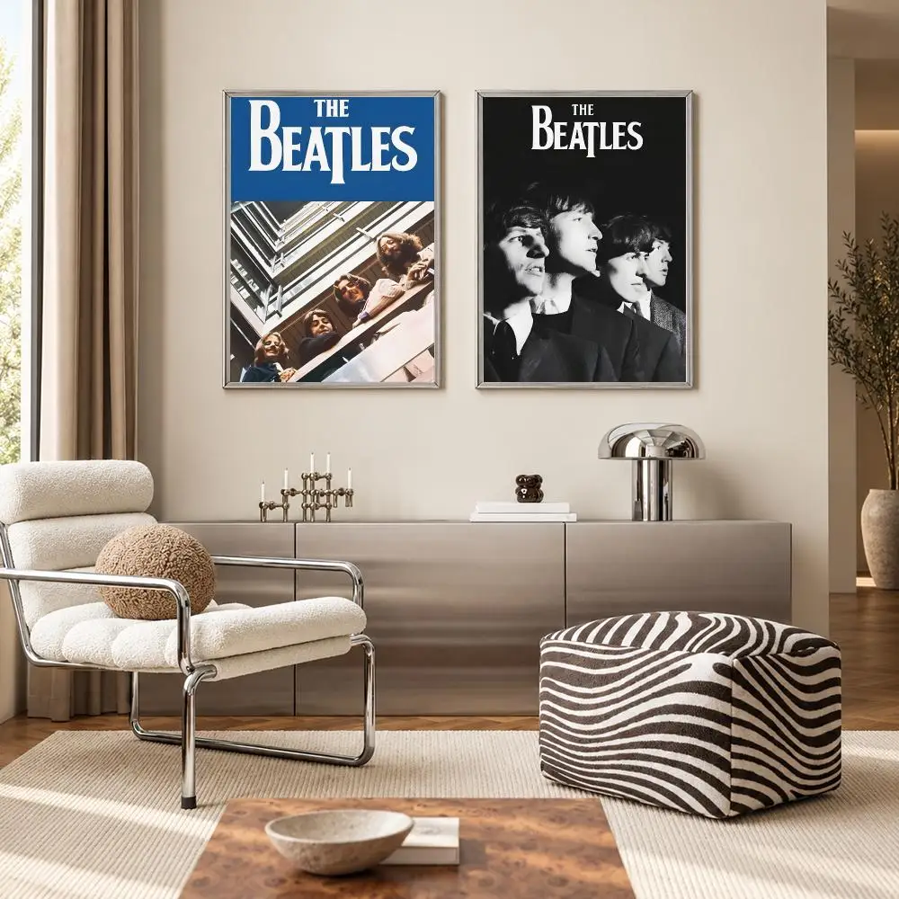 Legendary Rock Band The Beatles Poster Self‑Adhesive Waterproof PP Poster Coffee Bar Wall Art Home Decor