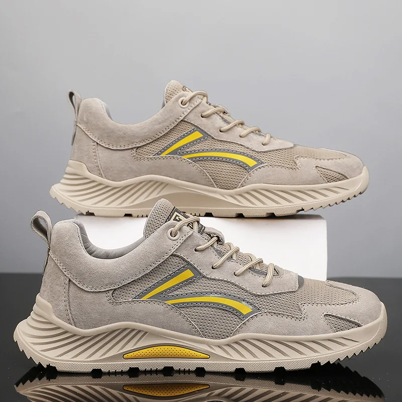 

Sneakers Men's 2024 New Spring Mesh Breathable Lightweight Running Shoes Lace-up Soft-soled Casual Shoes