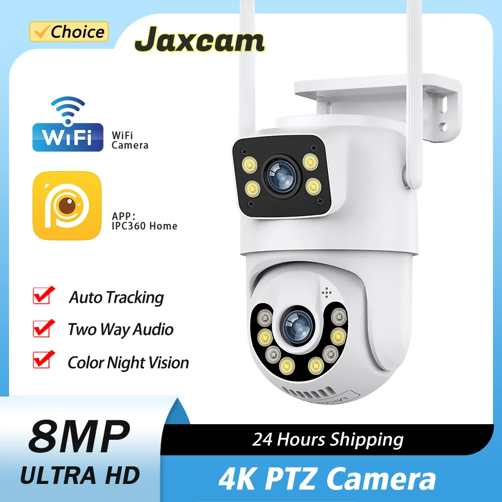 

Dual Lens 4K 8MP PTZ Camera Wifi Security Protection Camera Auto Tracking Wireless CCTV Surveillance Monitor Camera IPC360 Home