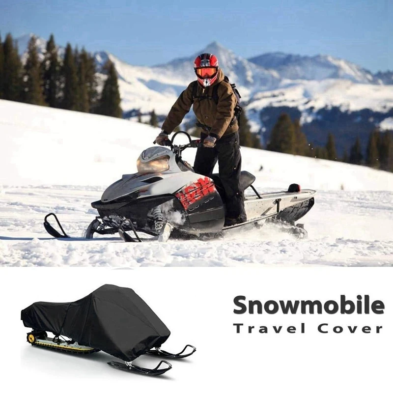 3X Snowmobile Cover Waterproof Dust Trailerable Sled Cover Anti-UV Winter Motorcycle Outdoor Black 145X51x48cm