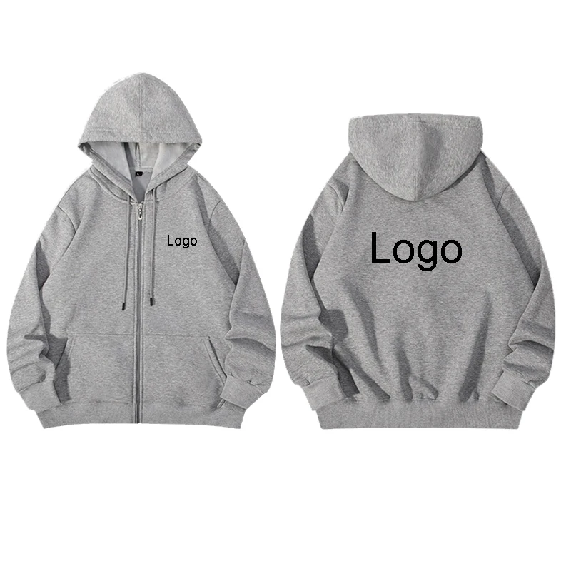Tailor Made 60% Cotton Zipper Hoodies Men Fashion Customized Printed Long Sleeve Zip Up Sweatshirts Women Casual DIY Pullovers view 4