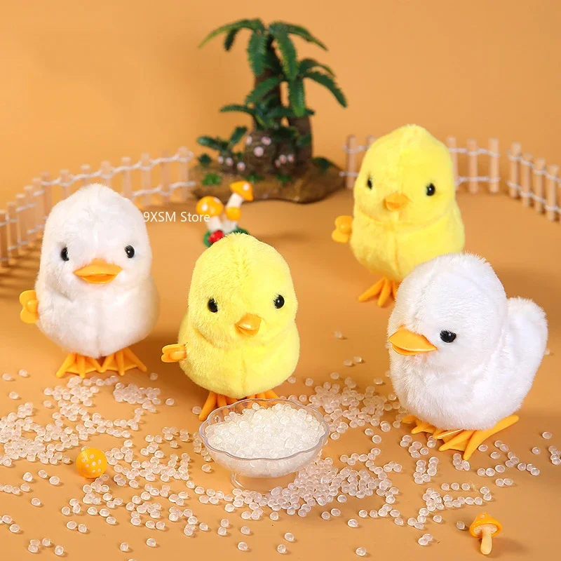 Little Duck Wind Up Toys Yellow Jumping Chick Cute Plush Simulation Educational Walking Chicken Interesting Toy Gift For Kids