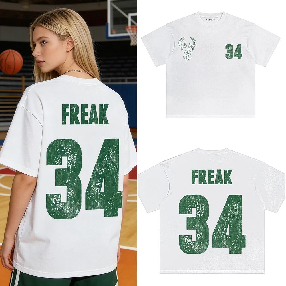 2026 Women's Basketball-themed Pure Cotton T-shirts with Number and Letter Prints Men's Summer Pure Cotton Short-sleeved Tops