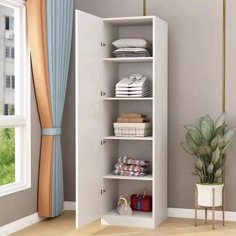 

Solid wood bedroom single storage wardrobe small apartment e****mical and practical multi-layer clothes hanging, seam cabinet
