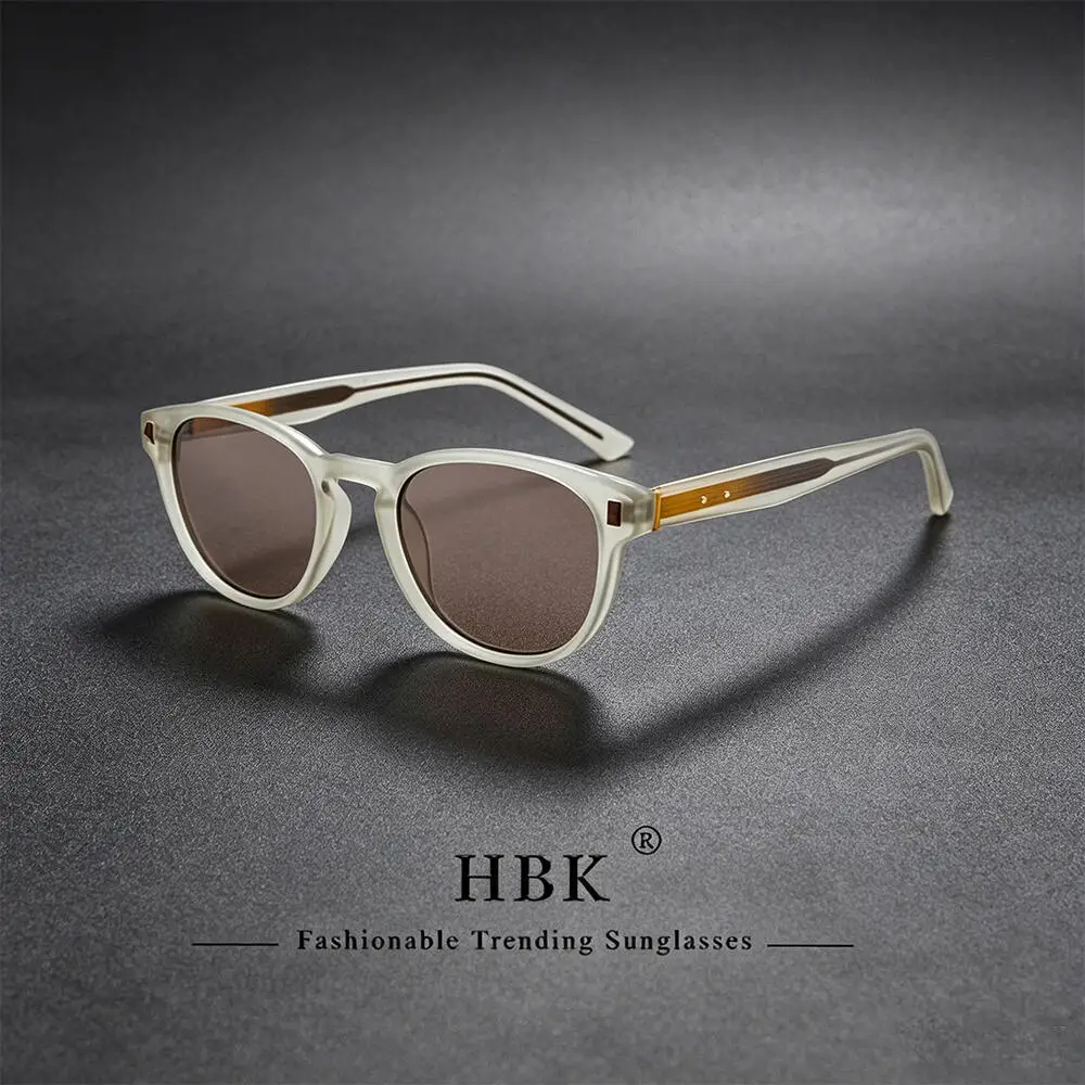 HBK Vintage Men Sunglasses Trendy Fashion Retro Brand Design Sun Glasses Cellulose Propionate Temple Tips Rectangle Travel Party
