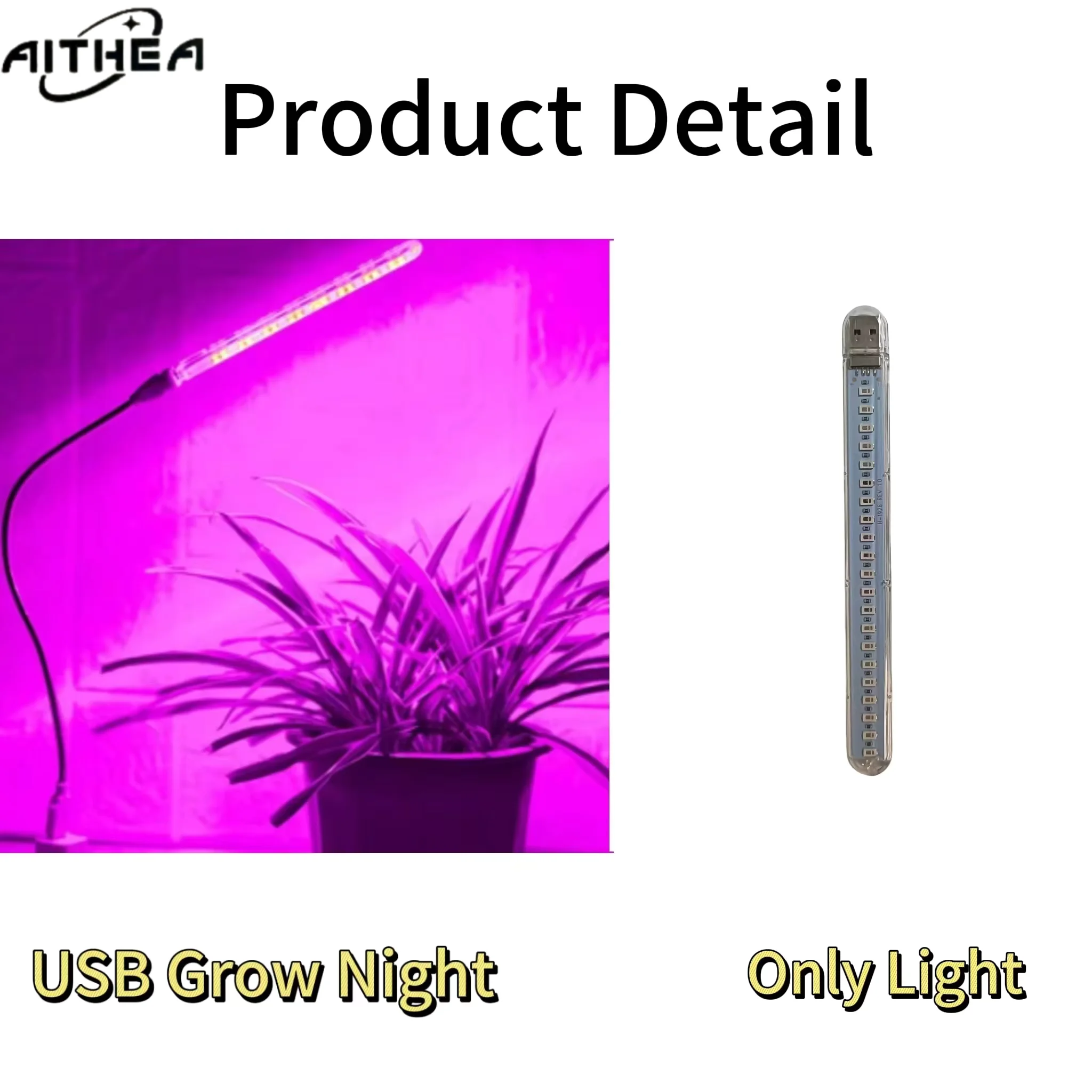 AITHEA Flexible Hose Indoor Greenhouse Phyto USB Lamp 5V LED Full Spectrum Grow Light for Succulent  Seeding Hydroponic Lighting