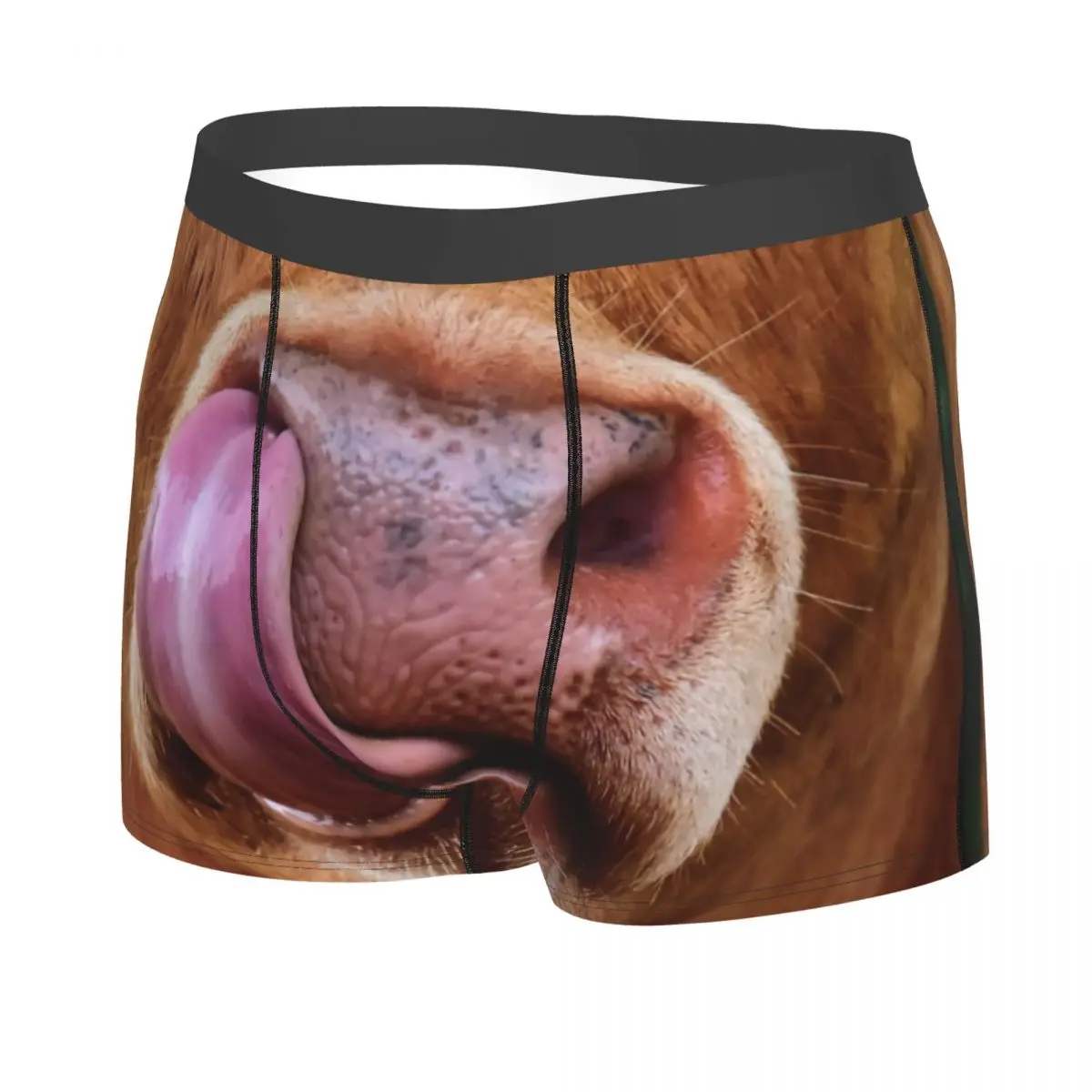 Custom Funny Cow Humorous Tongue In Nose Boxer Shorts For Homme 3D Print Cattle Farmer Underwear Panties Briefs Soft Underpants