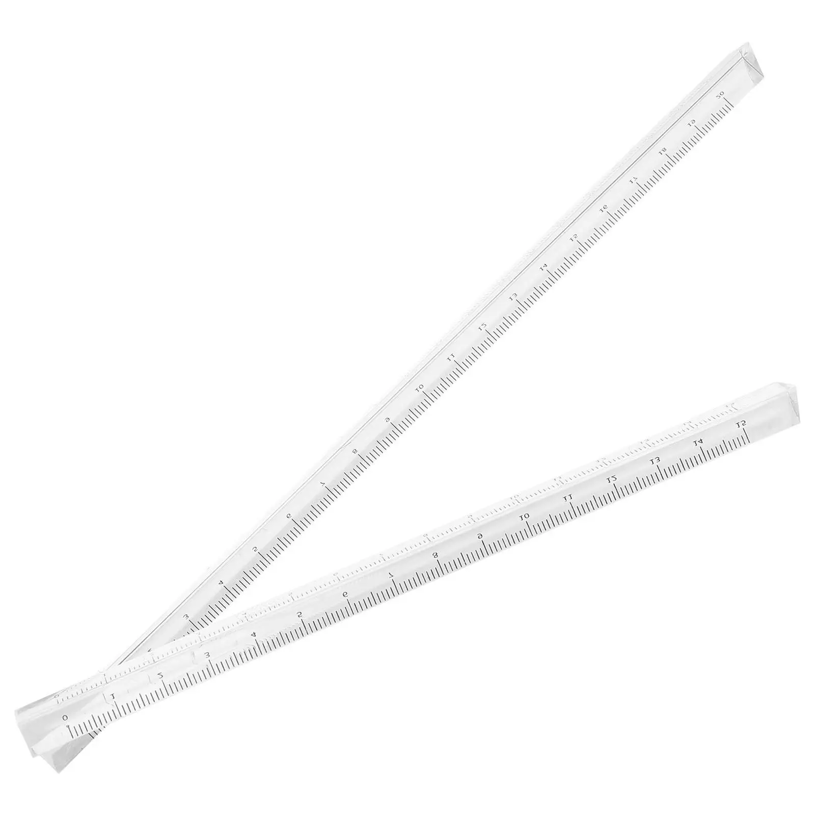 2 Pcs Transparent Triangular Ruler Office Measuring Supply Supplies Stationery Architectural Scale Millimeter