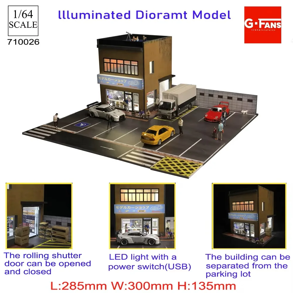 GFans 1/64 Schaal Auto Garage Miniaturen Model Parkeerplaats Diecast Scène Display Voertuig Scène Speelgoed Achtergrond Collectie