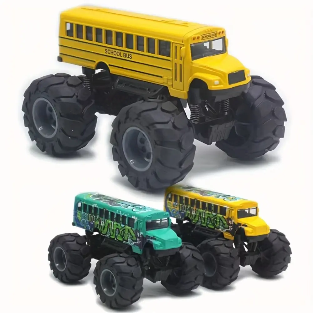 1:43 Scale School Bus Model Die Cast Metal Big Wheels Pull Back Car Toy Inertia Toys Educational School Bus Vehicles Toys