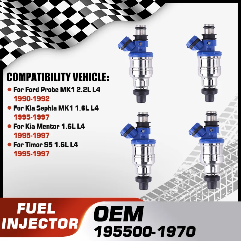

Car Engine Fuel Injector Nozzle For Ford Probe MK1 Kia Sephia MK1 Kia Mentor Timor S5 1.6L L4 195500-1970 B6S7-13-250 822-12104