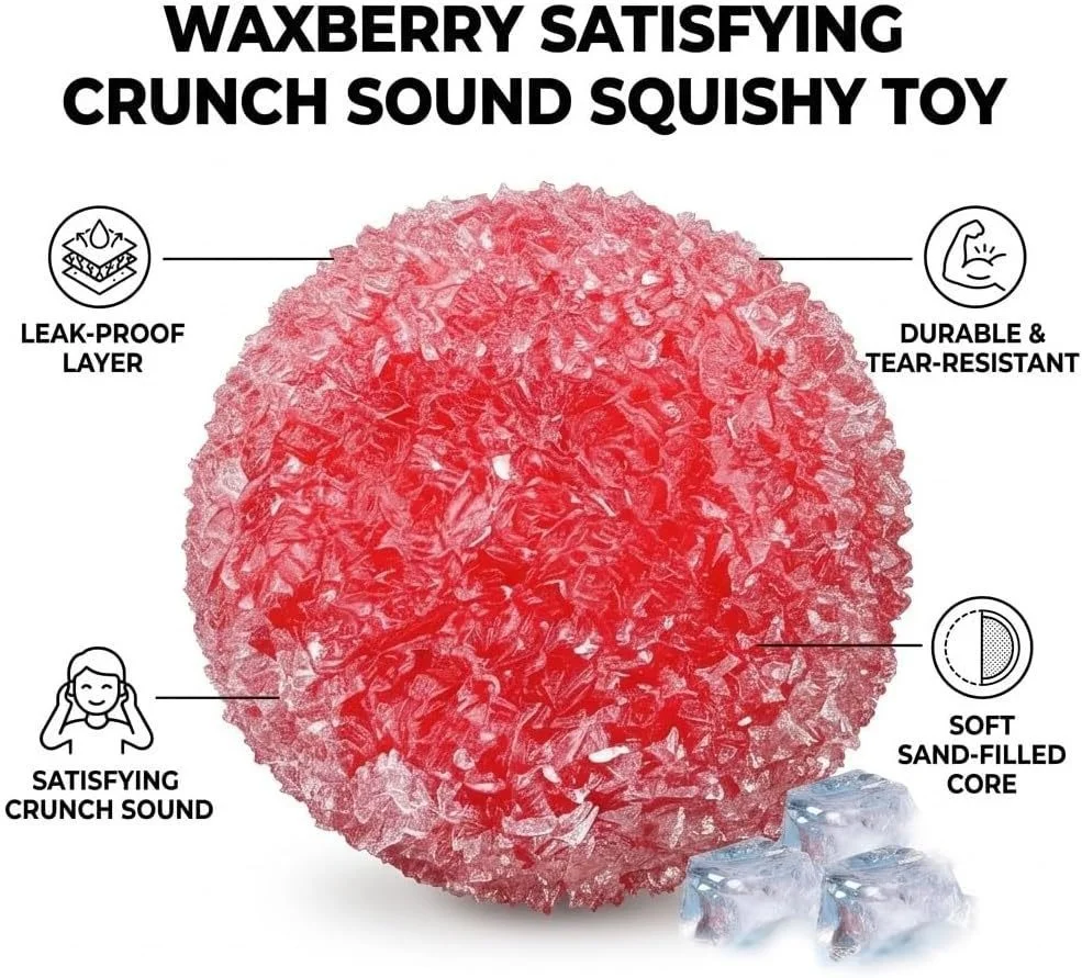4pcs set Crunchy Squishy Stress Ball TPR Sensory, Fidget Toy Anti Anxiety Relief Squeeze, Bubble Decompression Adult Kids Gift