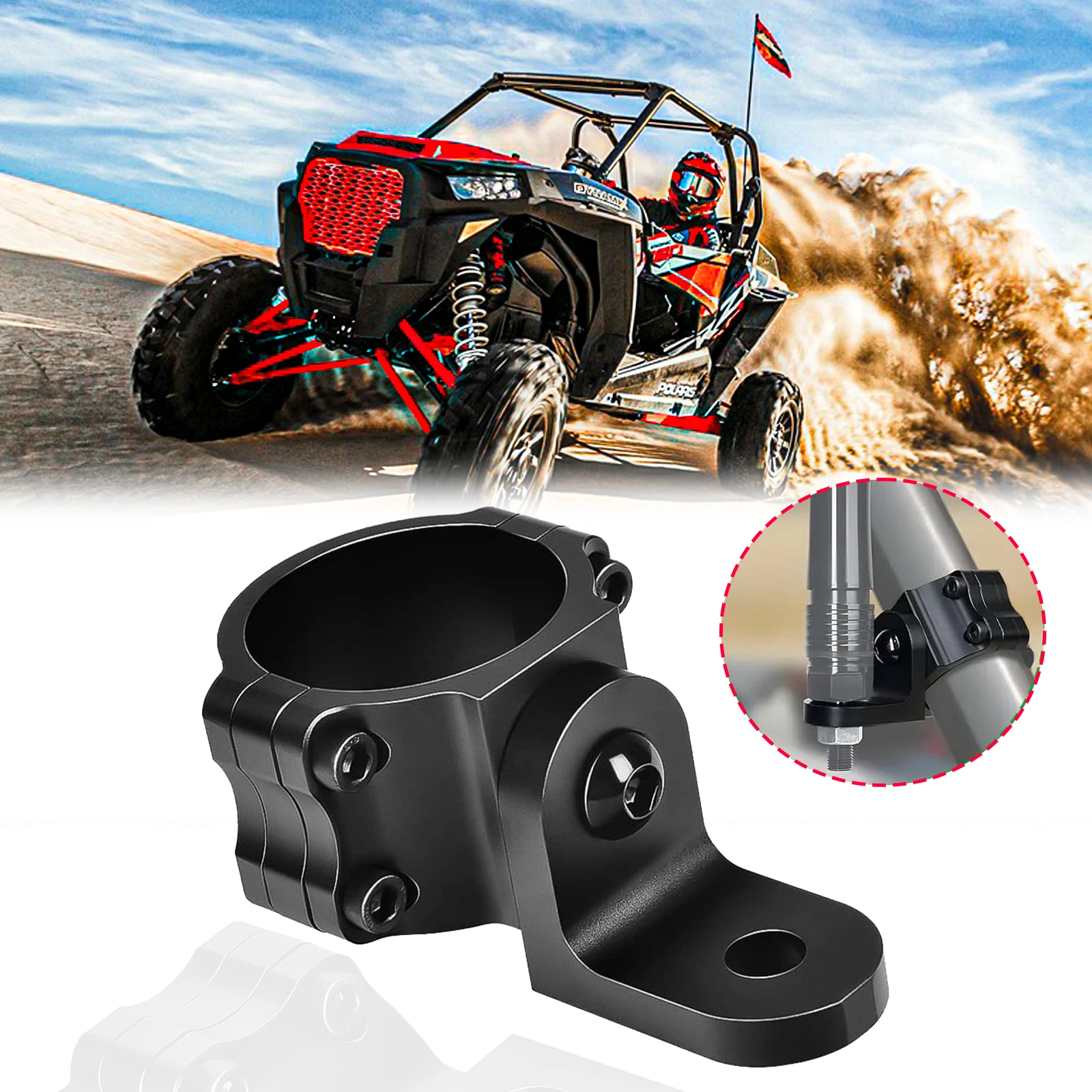 UTV LED سوط ضوء يتصاعد UTV العلم جبل Led هوائي بين قوسين 1.75 "-2" ATV لفة قفص المشبك ل بولاريس RZR 900 1000 Can Am SXS