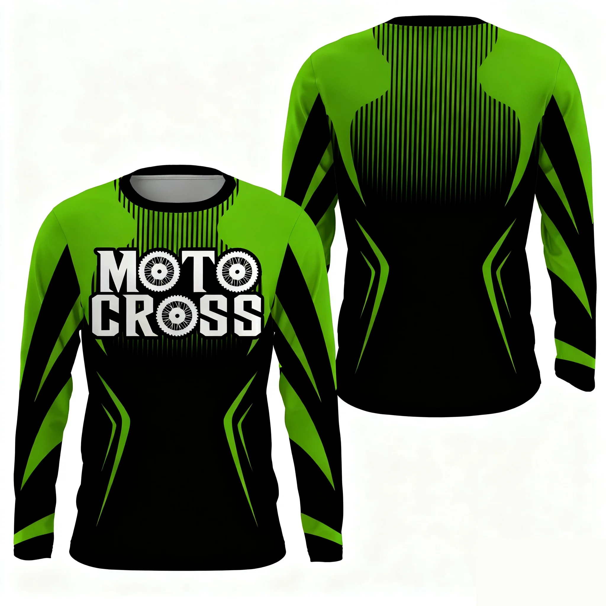 مزدوج اللون التدرج جولة الرقبة طويلة الأكمام الدراجة الجبلية الإنحدار عبر البلاد دراجة نارية تنفس الملابس ارتداء اليومي fas