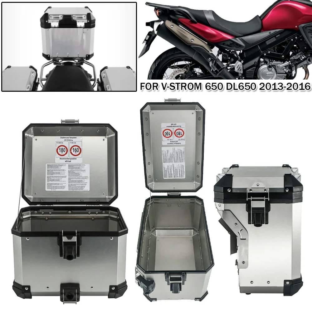 

Motorcycle Tail Trunk Pannier Aluminum Waterproof Box Storage Case Luggage Rack For Suzuki V-Strom 650 DL650 2013 2014 2015 2016