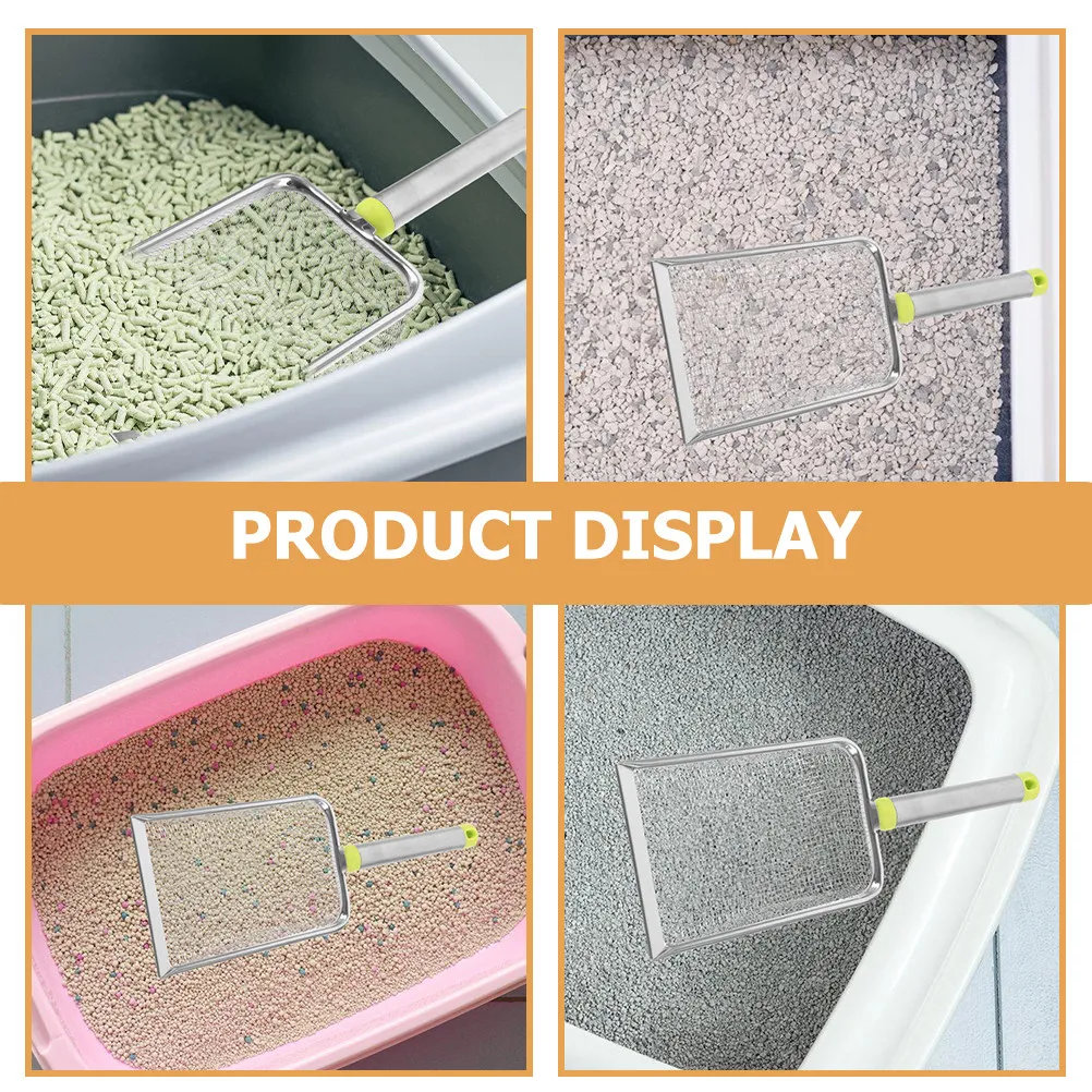 Heavy Duty Stainless Steel Cat Litter Scoop with Tight Mesh Design for Cat Sand Poop Removal Reptile Cage Cleaning Metal Litter view 2