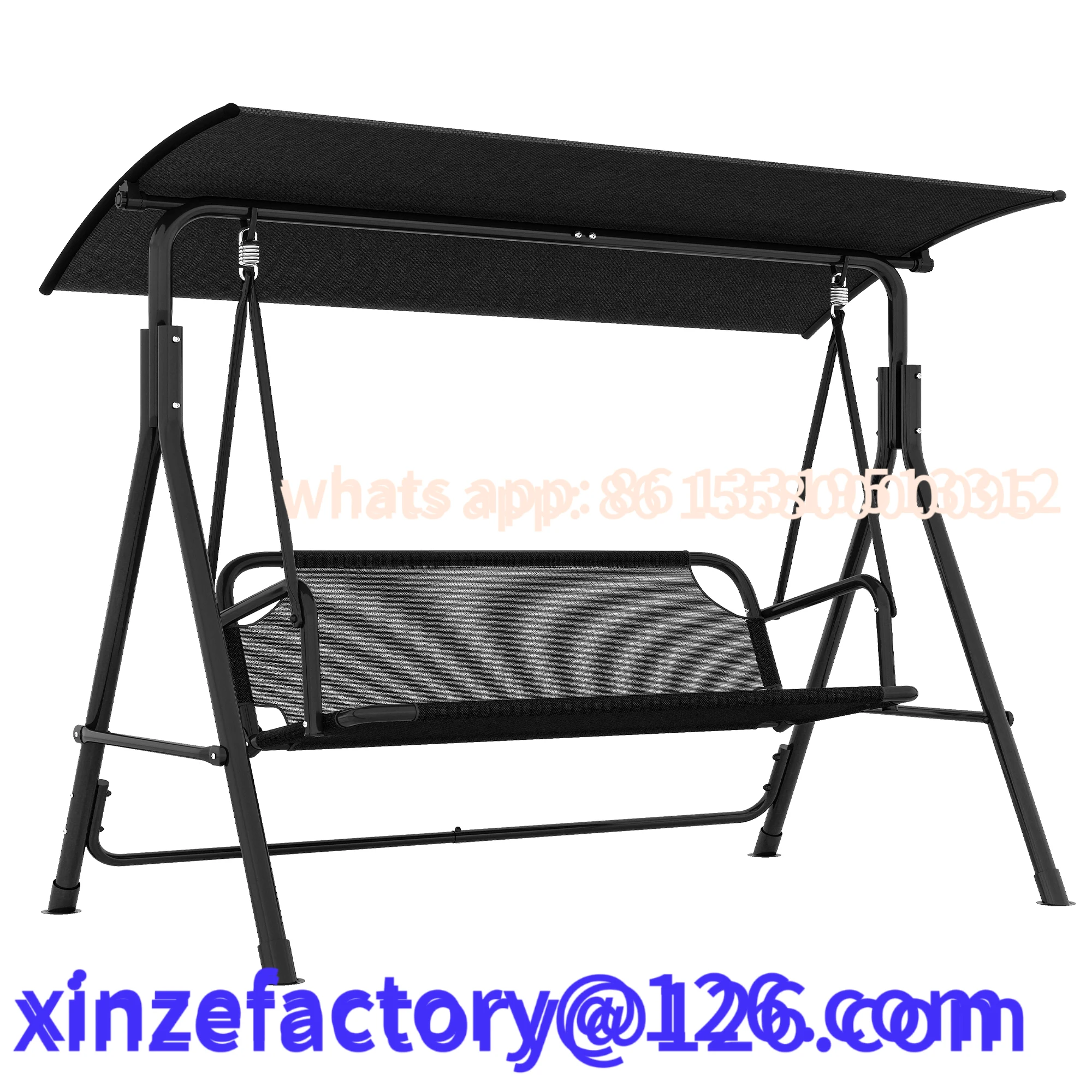 

Customizable Black 3-Seater Swing Chair - Adjustable Canopy 200kg Capacity for Patio Porch