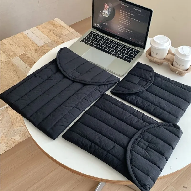 Ins الكورية مبطن رقيق كمبيوتر محمول حقيبة حمل 13.3 14.1 15.6 16 بوصة ماك بوك برو 13 14 حافظة المرأة للصدمات حقيبة دفتر #4