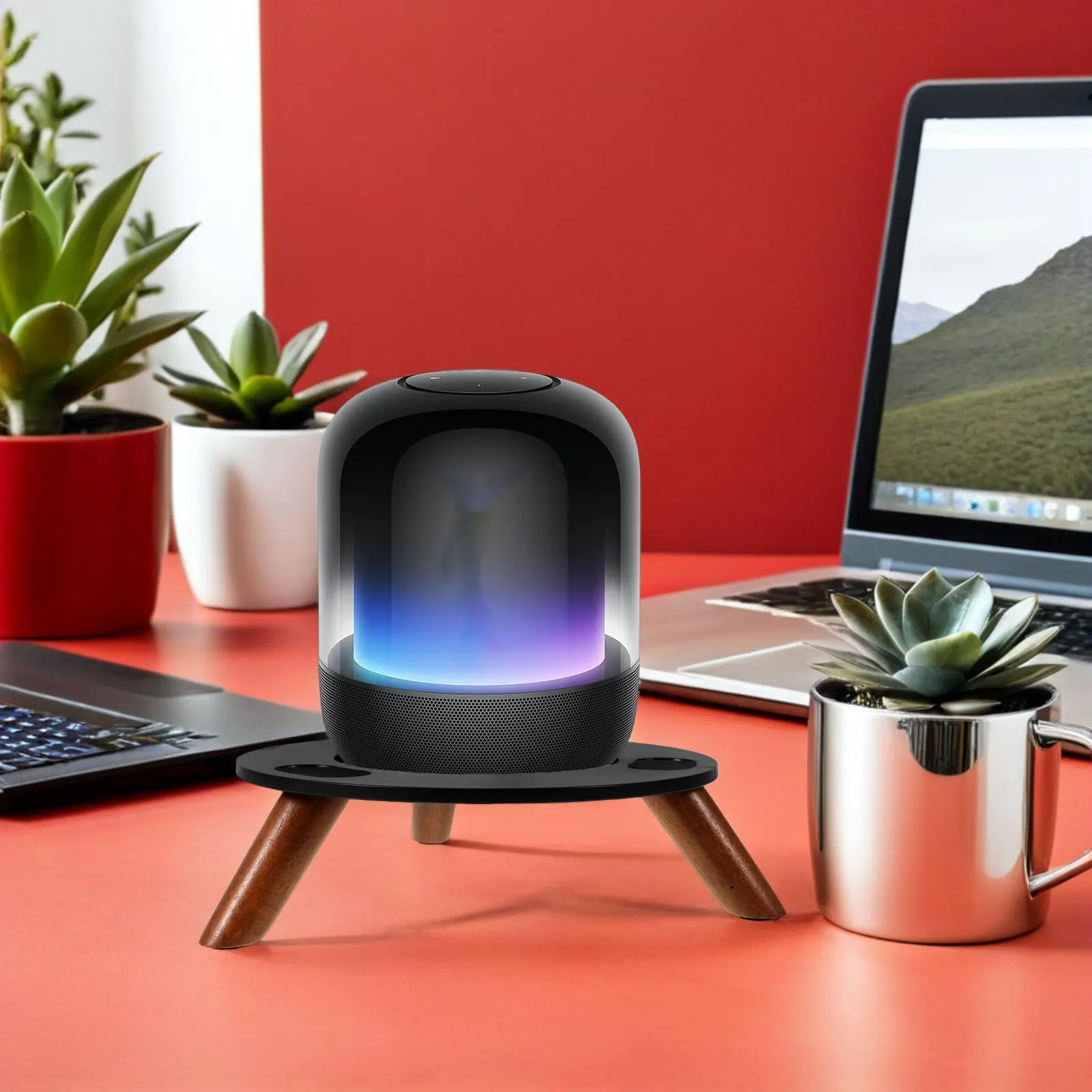 Desktop Speaker Stand Solid Wood Adjustable for Computer Workstation Gaming Room Loudspeaker Holder Base Support