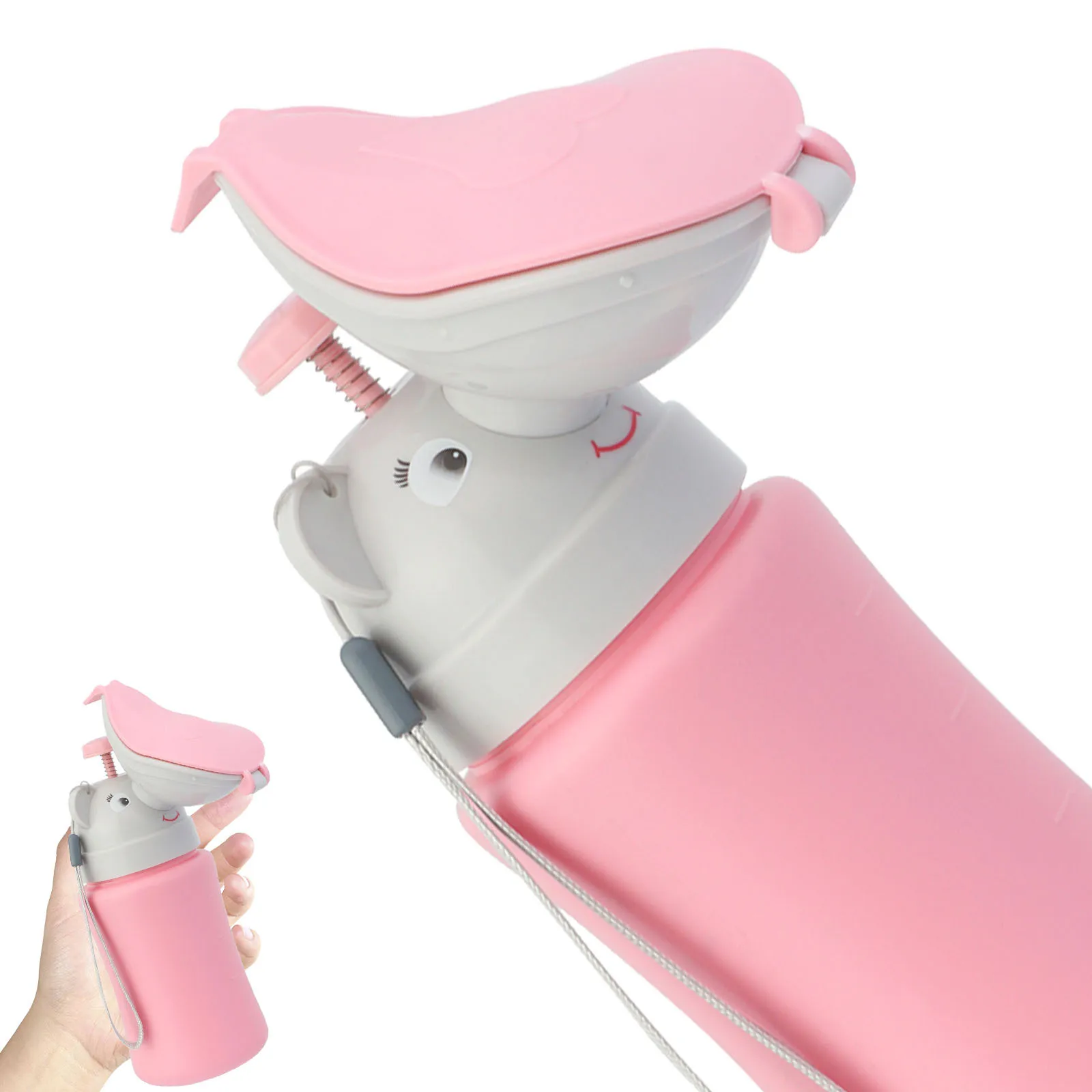 1 قطعة زجاجة مبولة السيارة المحمولة الكرتون نمط مانعة للتسرب خفيفة الوزن أداة التبول في حالات الطوارئ قعادة السفر للأطفال الصغار