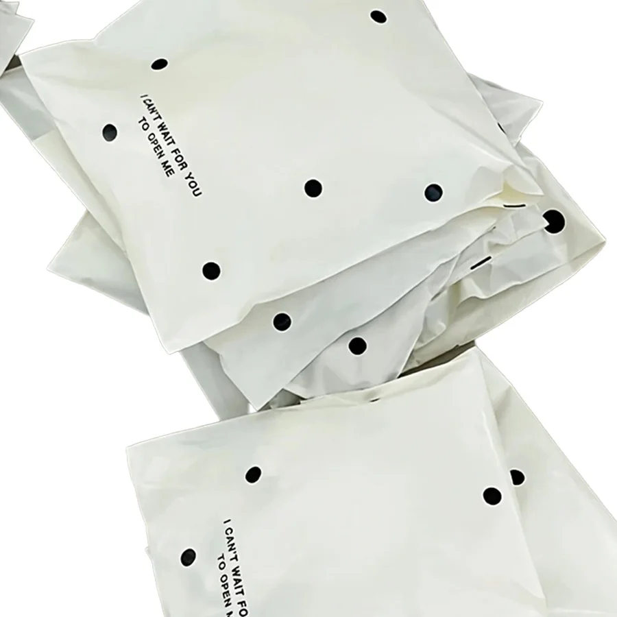10pcs Beige Polka Dot Express Delivery Bags, Gift and Clothing Packaging Bags, Waterproof Plastic Storage Bags - Office image 4