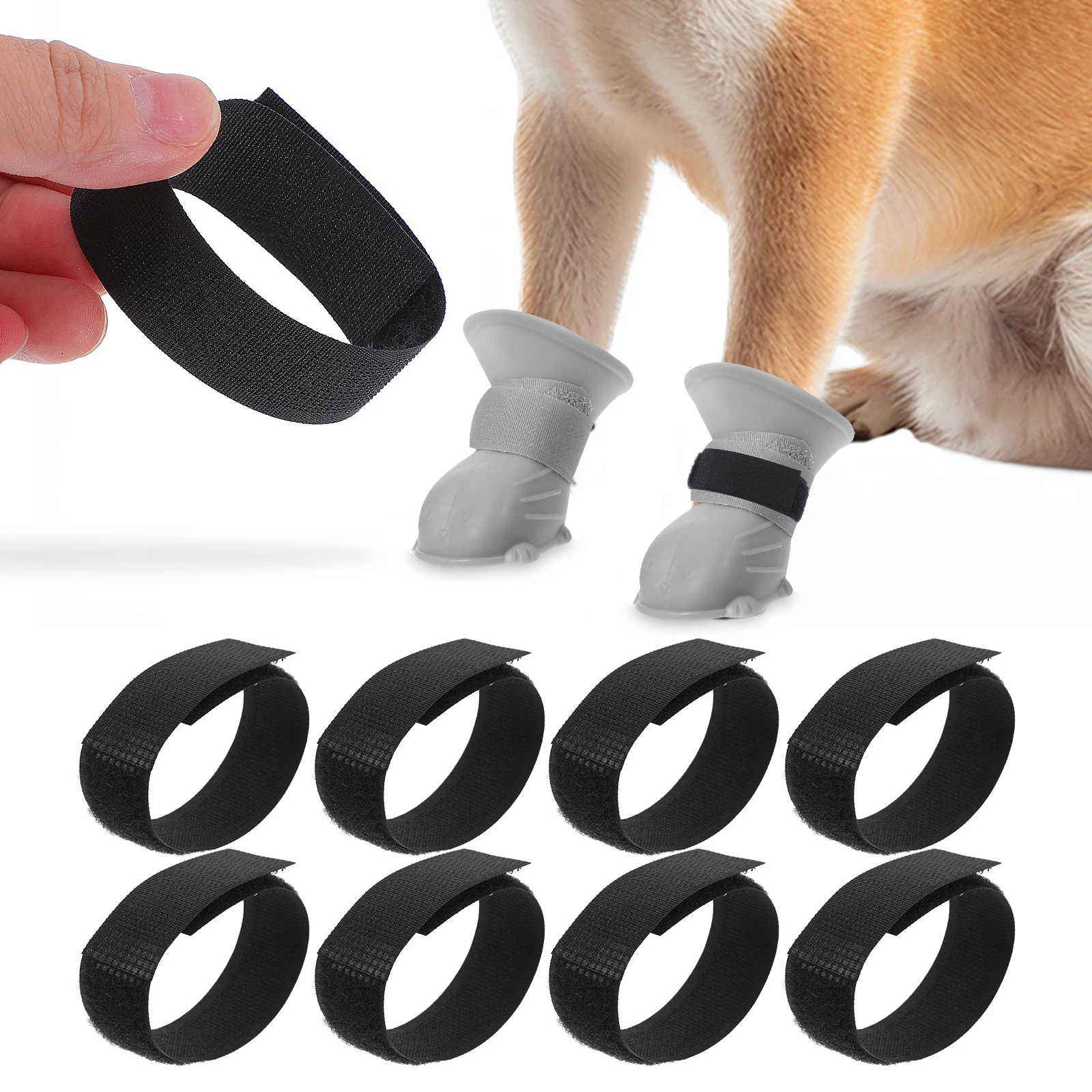 

10pcs Rain Boots Socks Straps Non Slip Doggie Paw Cover Bands Waterproof AntiFall Adjustable Pet Shoe Accessories