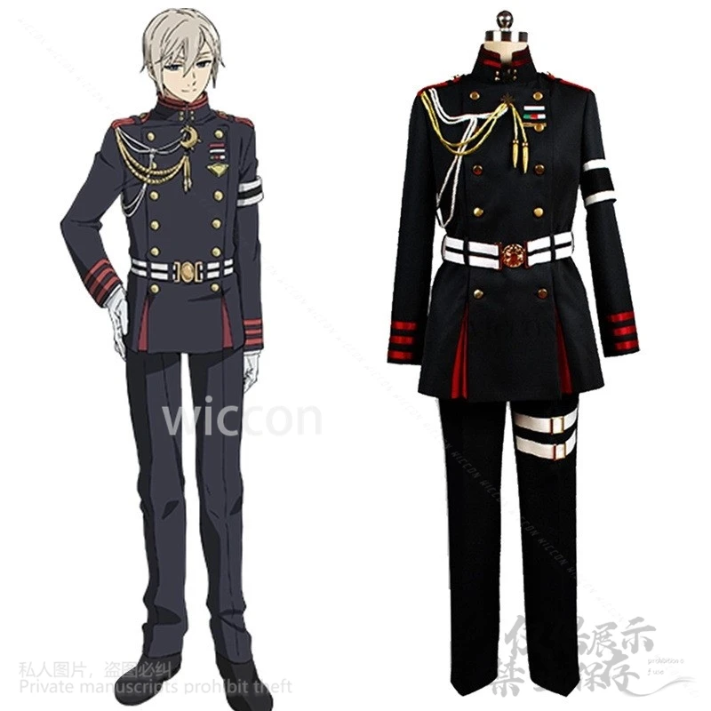 Anime Seraph Of The End Cosplay Guren Ichinose Hiiragi Shinya Costume Wig Military Uniform Chest Accessories Man Carnival Suit