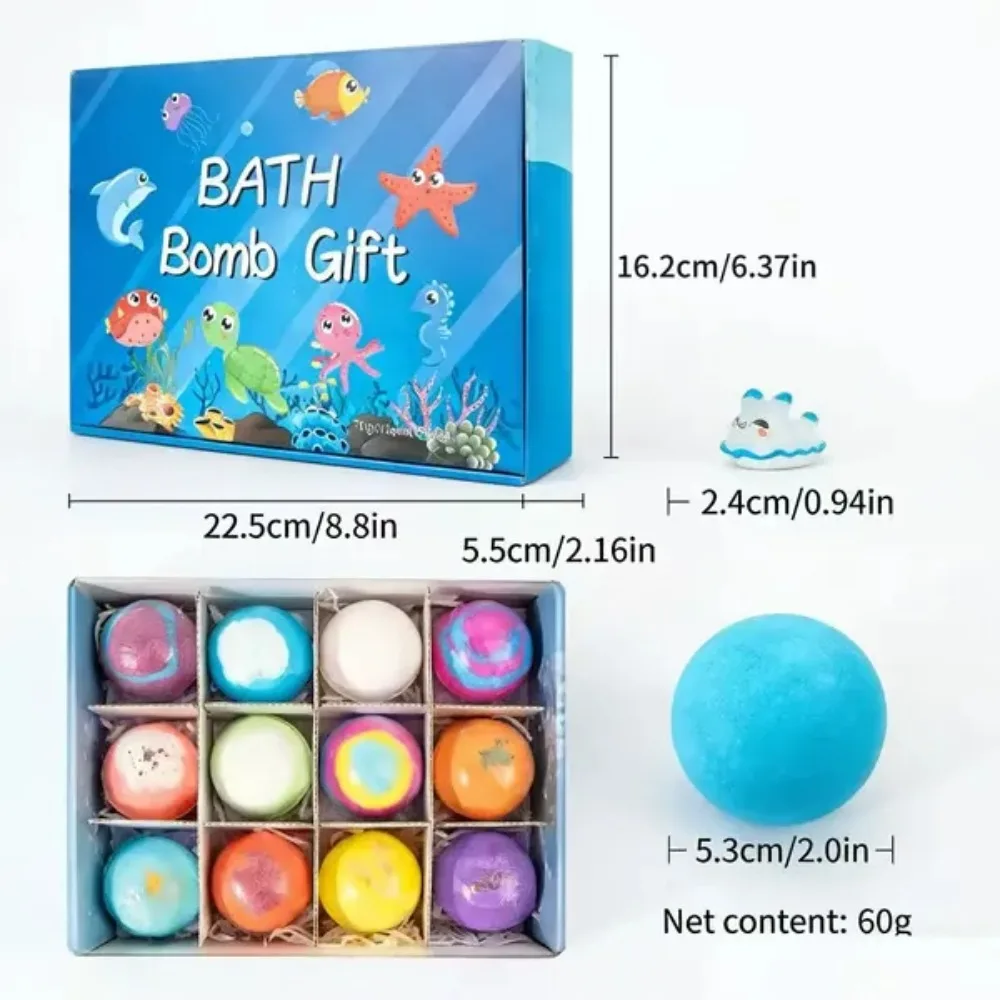 Ocean Theme Bath Bombs with Surprise Soothing Bath Color Changing Spa Children's Bath Salt Ball with Surprise Toys